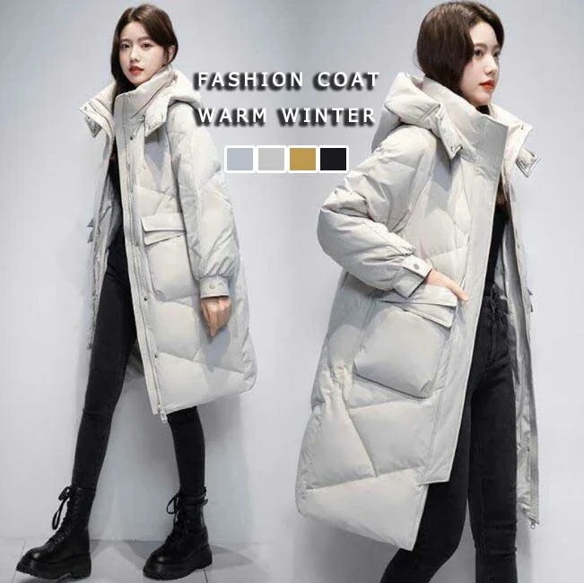 高級感 レディース ダウン コート お洒落 無地 ダウンコート 中綿 上品 4色 キレイめ 30代 40代 50代 冬 防寒 あったか 通勤 カジュアル フード付き キレイめ ゆったり 韓国風 ミドル