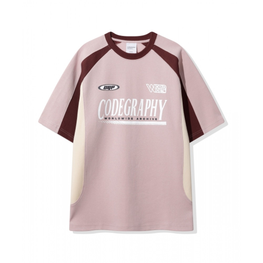 CODEGERY レーシングカラーショートスリーブ Tシャツ_ピンク