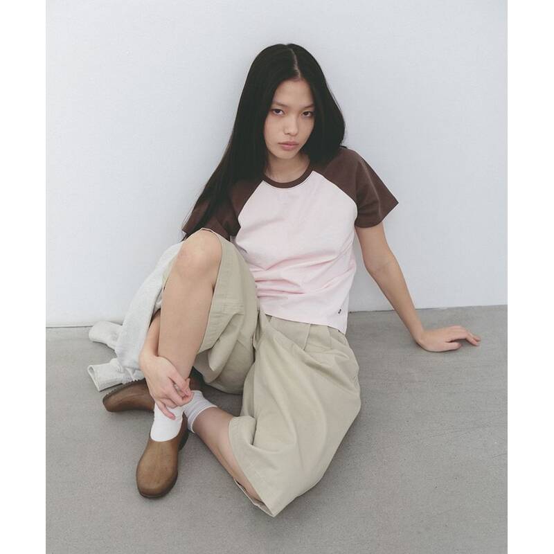 Nau W ラグラン半袖Tシャツ ライトピンク 496230