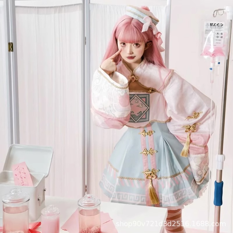 ピンクのゾンビのかわいいワンピース ロリータワンピース