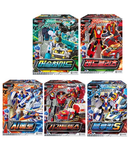 メタルカードボットS マッスルハイド ギガトラックス ブルーカップS レッドブリッツ シエロ 5種セット 変身ロボットカー 4歳以上 韓国玩具 韓国アニメ 正規ライセンス