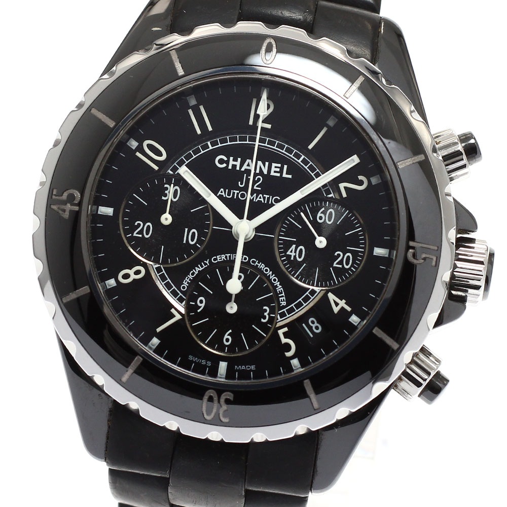 シャネル CHANEL H0939 J12 黒セラミック クロノグラフ 自動巻き メンズ 保証書付き_938345【中古】