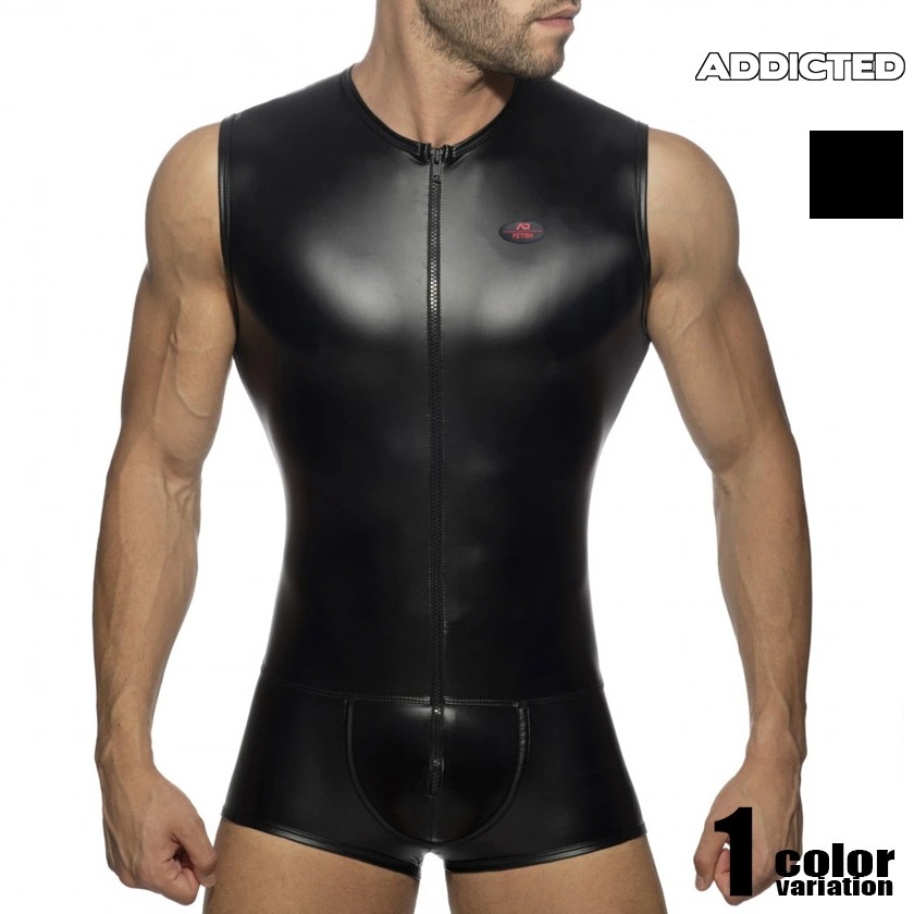 ADDICTED/アディクティッド FRONT ZIP RUB BODY ショルダーボクサーパンツ　上下一体型 ラバーボディスーツ　RING UP ジッパー 男性下着　メンズ　パンツ 7,620円