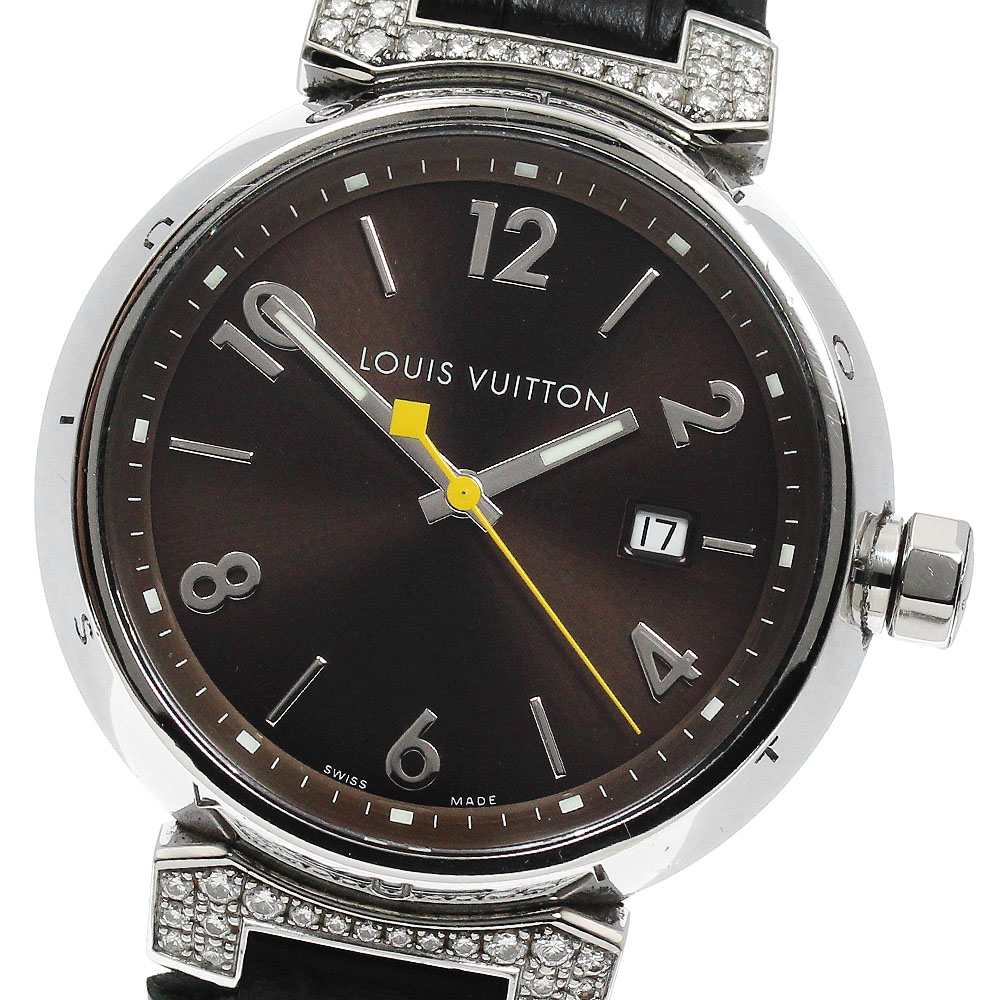 ルイ・ヴィトン LOUIS VUITTON Q111G タンブール デイト ラグダイヤ クォーツ メンズ _899139【中古】 104,665円