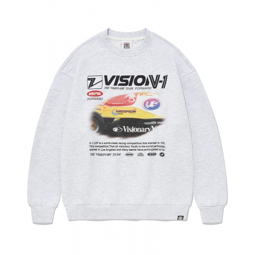 VISION StreetWEAR VSW V-1 スピード クルーネック ライトグレー