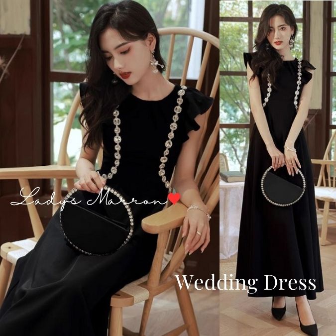 【即納】イブニングドレス 黒 お呼ばれドレス 結婚式 結婚式お呼ばれドレス オケージョンドレス ワンピース かっこいい 二次会ドレス 韓国 マザーズドレス 半袖ドレス ロングドレス ノースリーブ 春