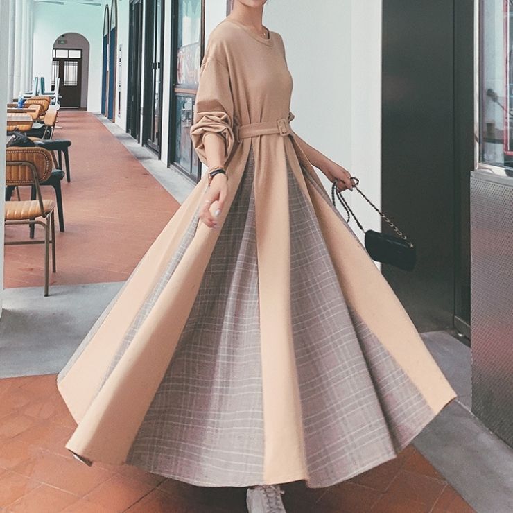 ワンピース　ロングワンピース　ロング　マキシ　マキシワンピース　Aライン　シフォン　フレア　フリル　ウエストマーク ハイウエスト　 おしゃれ　カワイイ 韓国 大人可愛い エレガント　キレイ目　デート