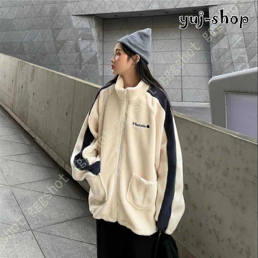 入荷ジャケット秋冬無地ハイネックボア防寒長袖厚コートショート丈もこもこ暖かいボアコートカジュアルアウターショートボアコート