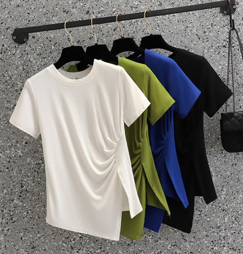 トップス デート モテアイテム Tシャツ 半袖 Uネック アシンメトリー コットン 可愛い きれいめ 上品 おしゃれ かっこいい 可愛い ラブリー キュート ガーリー クール モード系 5,117円