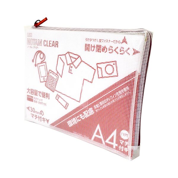 （まとめ） サクラクレパスノータム クリアー A4タイプ マチ付 レッド UNCM-A4#19 1個 (×5セット)