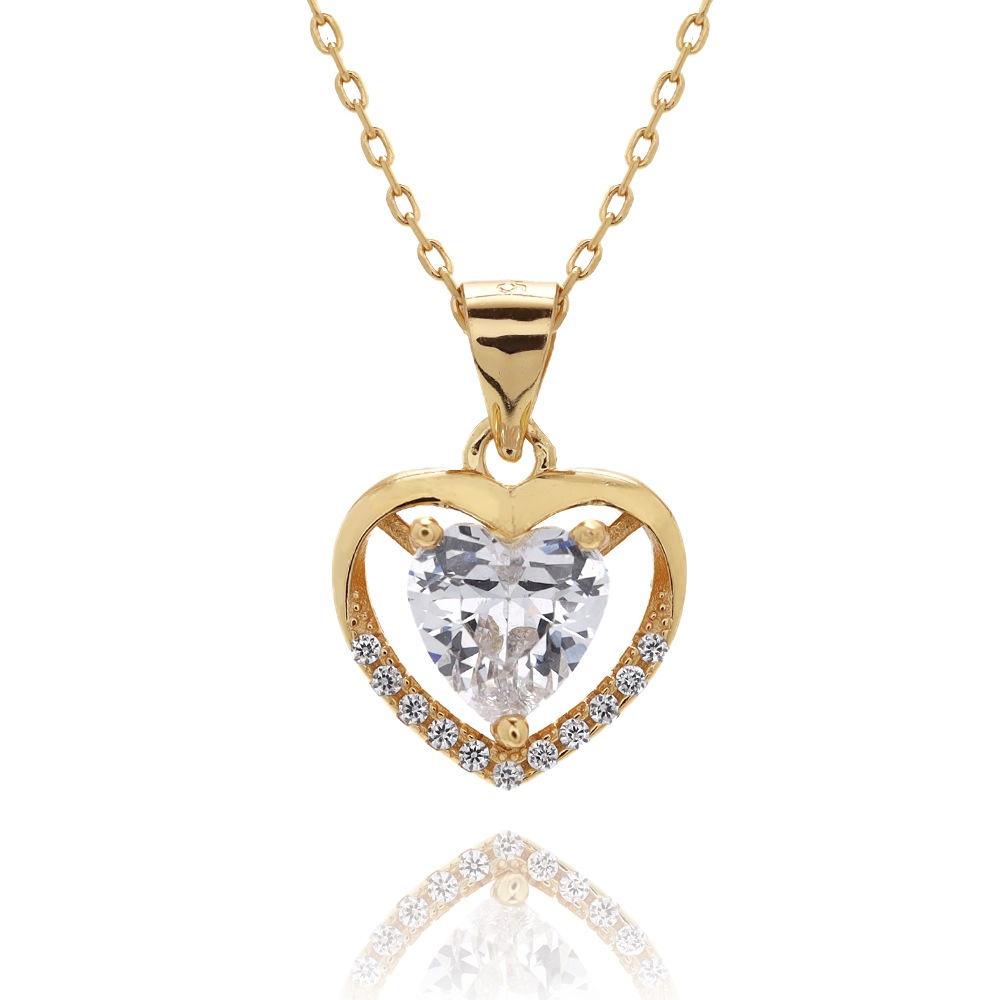 S925 ハート in ハート ネックレス [fhns002-gold]