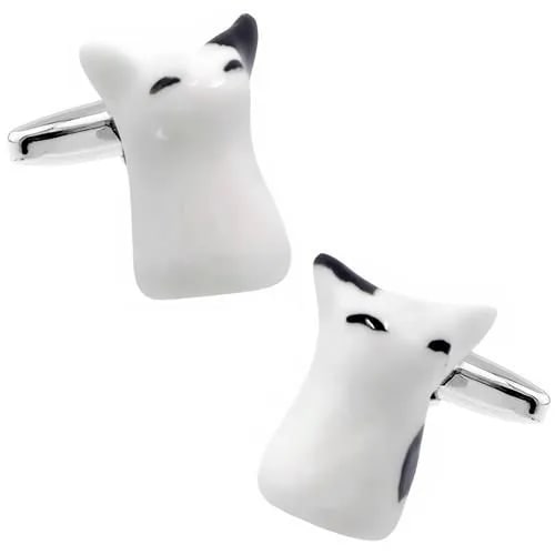 カフスボタン カフス ネコ 猫 白猫 ぶち猫 カフリンクス メンズアクセサリー