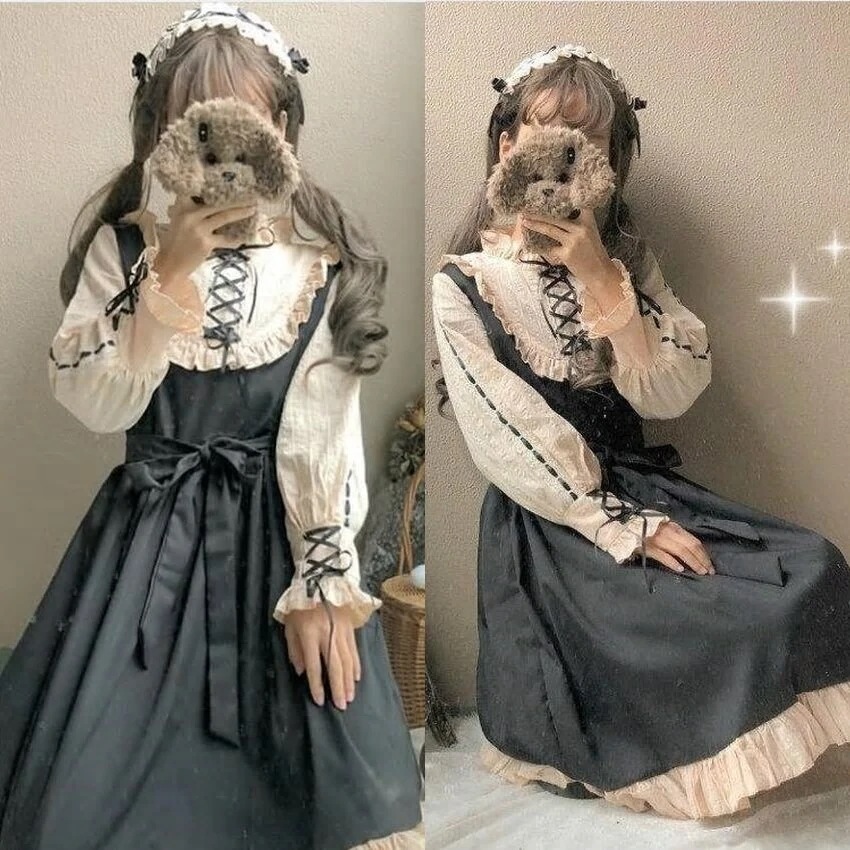 カワイイヨーロピアンコスプレコスチューム中世アニメ女の子用パッチワークスタイルバンデ