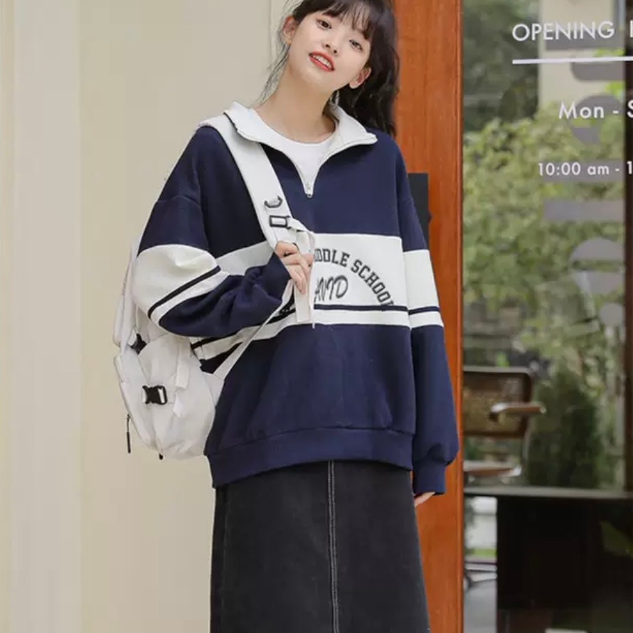 トップス パーカー トレーナー スウェット ジャージ 部屋着 袖あり 長袖 ドロップショルダー 萌袖 ワイド ファスナー ジッパー シンプル カジュアル 上品 おしゃれ お洒落 かっこいい こなれ感