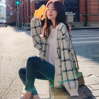 セーターカーディガン オーバーサイズ ホワイト ピンク グリーン トップス ニットソー セーター