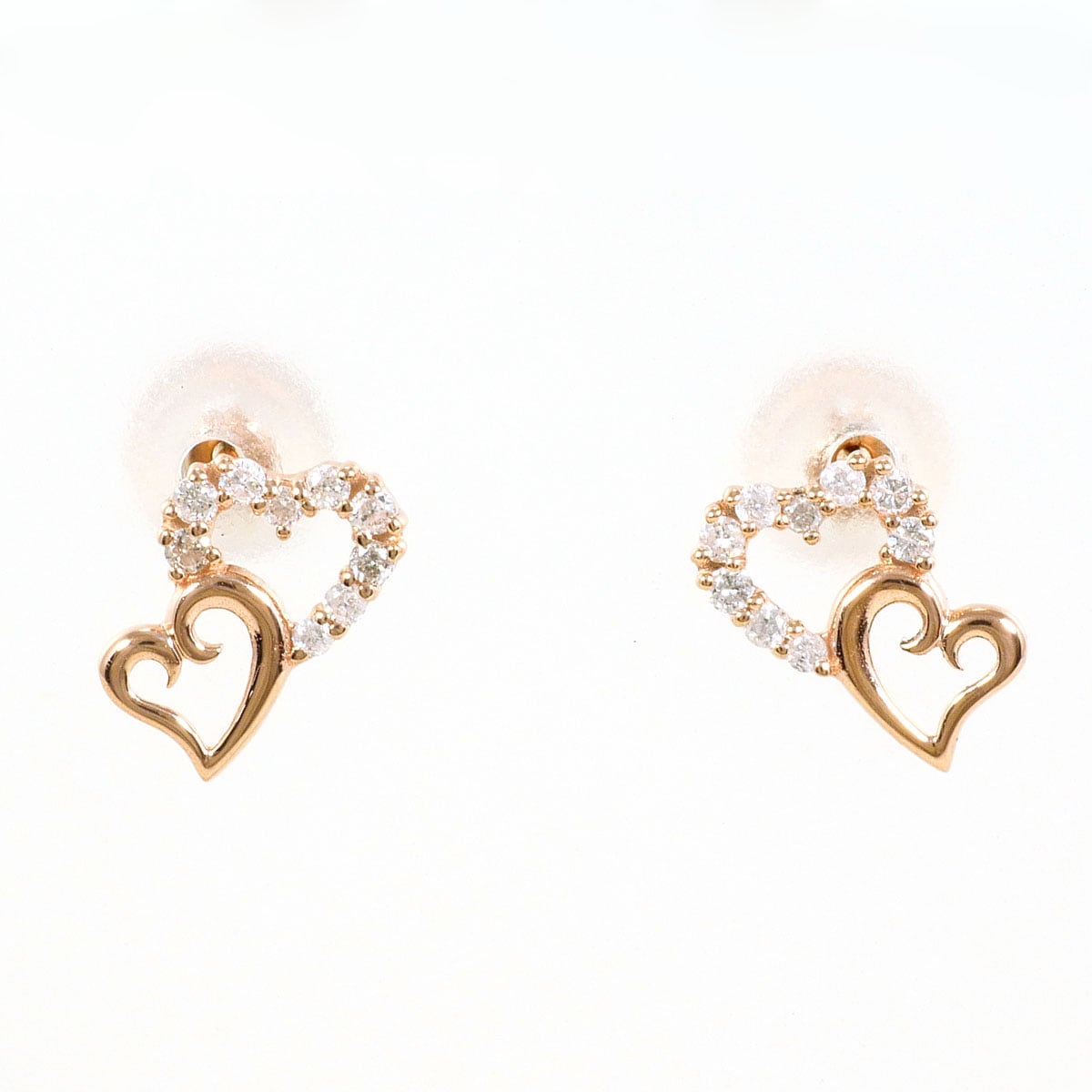 K10 10金 PG ピンクゴールド ピアス ダイヤモンド 0.06ct 総重量約0.5g 中古