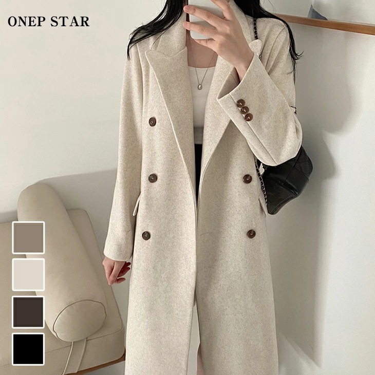 【挑戦最安値】テーラードカラーダブルボタンロングコート レディース チェスターコート ロング ダブルボタン テーラード 上品 きれいめ 通勤 秋 冬 20代 30代 40代 50代 ンピスター