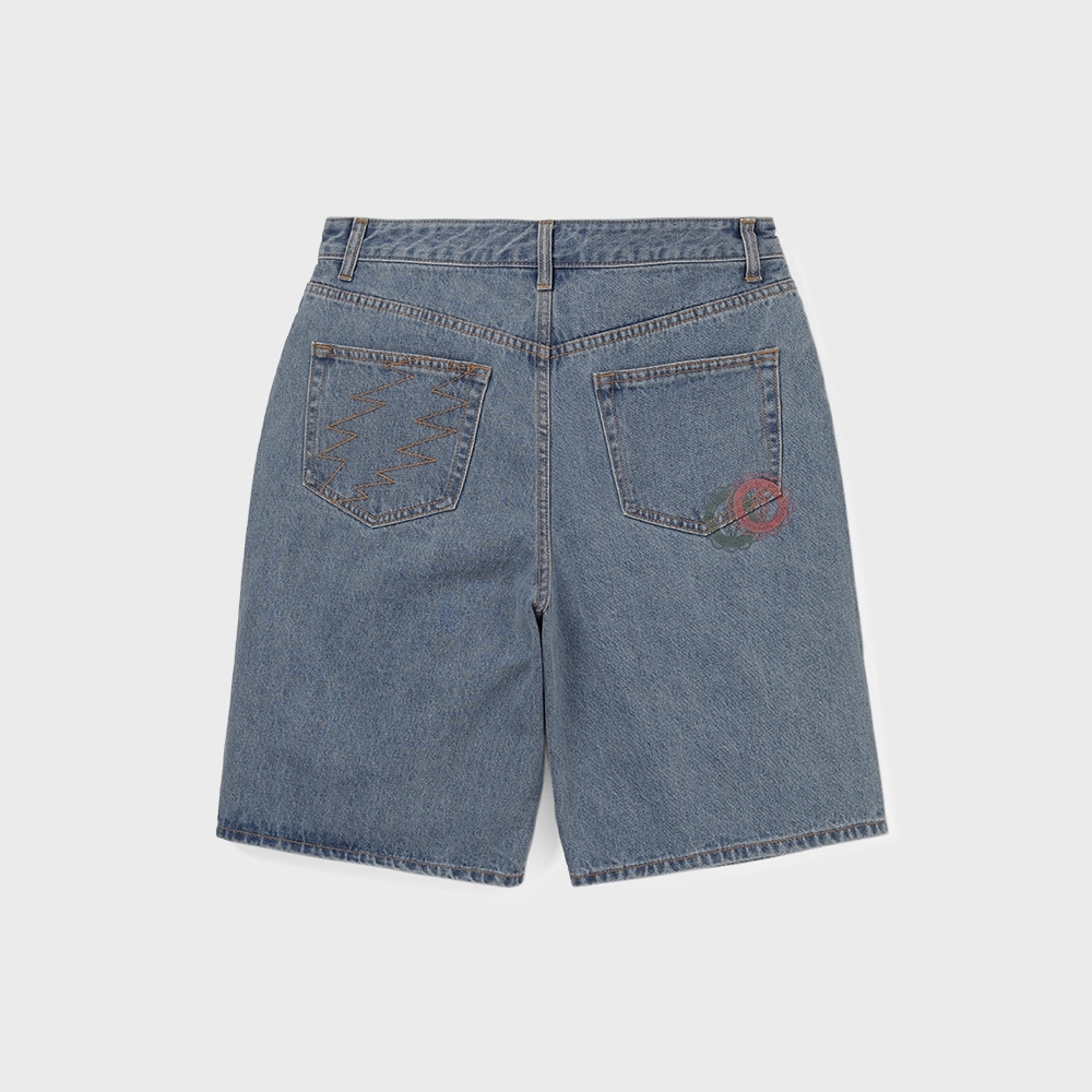 ディスイズネバーザット GDオーバーラップライトニングデニムショートワッシュドブルー