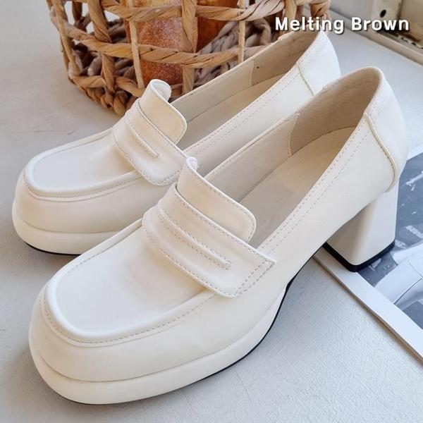 女性用チャンキーヒールローファー カジュアルシューズ 6.5cm K04