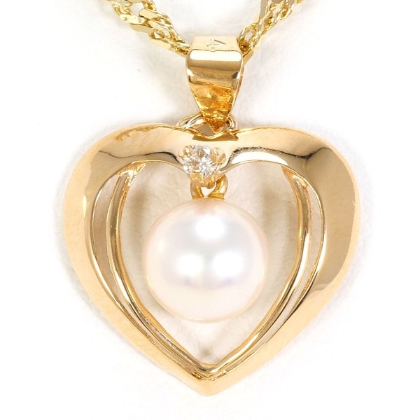 14K YGWGPG ネックレス パール(真珠) ダイヤ 約44cm ジュエリー 中古