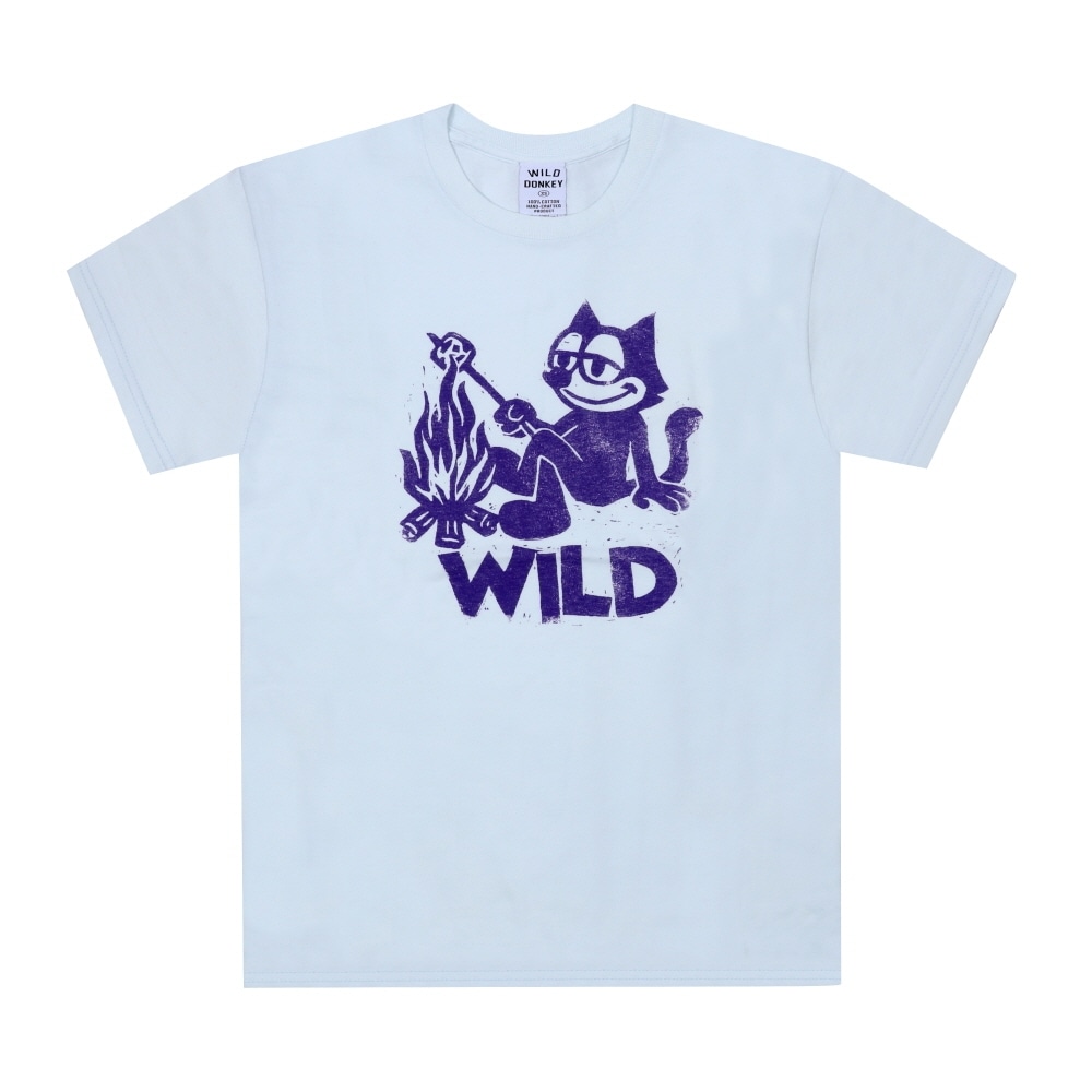 ワイルド・ドンキー ユニセックス 半袖Tシャツ ライトブルー T-WILD FELIX