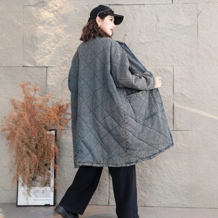 【秋冬新作】レディース ロング丈 綿入れ ビッグサイズ 新作 トレンド ゆったり 厚手 ダウンコート