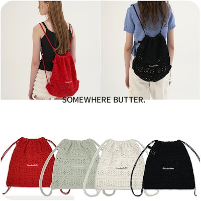 SOMEWHERE BUTTER ♥ Yogurt knit string bag/追跡付 MUSINSA | SOMEWHEREBUTTER Yogurt Knit String Bag - 4color