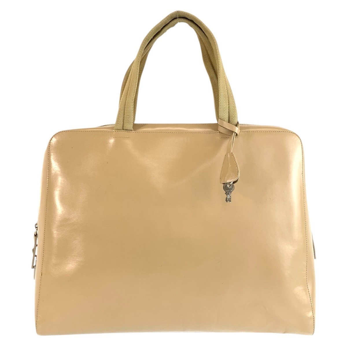 美品 ベージュ シルバー金具 レザー トートバッグ ハンドバッグ レディース 601331