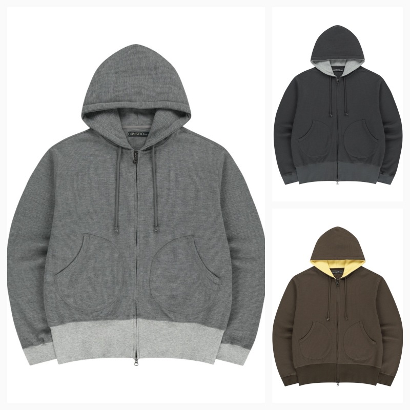【COYSEIO】26SS 038 WAFFLE ZIP-UP HOODIE : 3COLORS