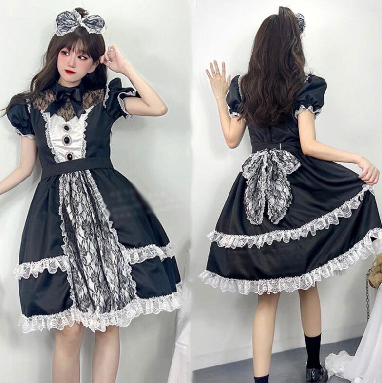 大人用コスプレ衣装 半袖ワンピース ショート丈ワンピース レース ハロウィン衣装 ハロウィンコスチューム お姫様 プリンセス cosplay 無地 舞台衣装 仮装 舞台劇 イベント 変装 学園祭 舞台