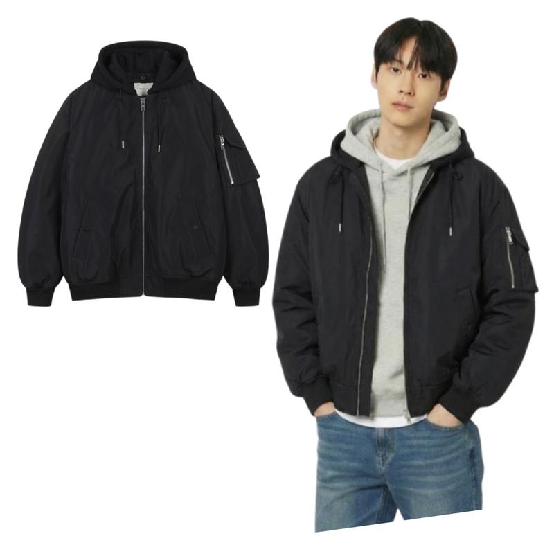 [モダ富平]男性フード取り外し可能パディングボンバージャケット10560-010-202-46_BP