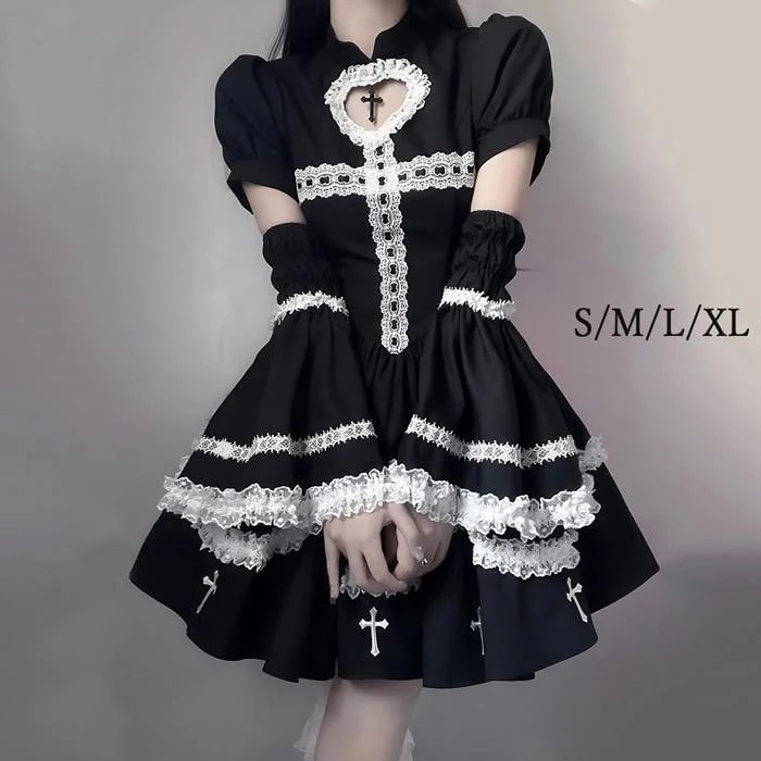 2025年最新設計ロリータ メイド服 ワンピース Lolita 袖あり 通販 文化祭 学園祭 コスプレ衣装 ゴスロリ ゴシック コスチューム アニメ オールシーズン