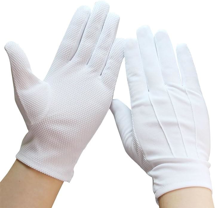 フォーマル白手袋 滑り止め付き 綿製 薄手 汗吸収 ホテルマン バス運転手警備式典用 30双 Mサイズ( ホワイト, M)