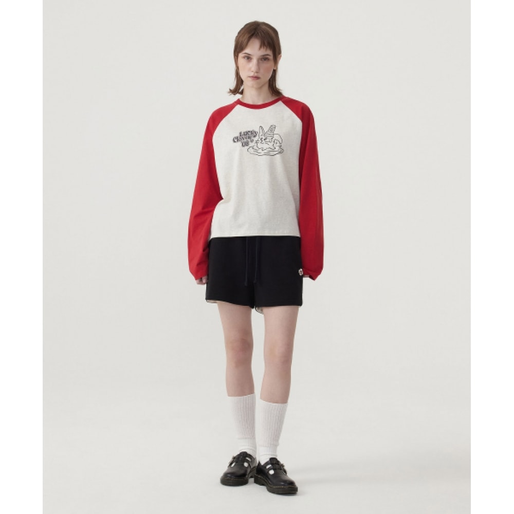 COVERNAT 女性女性クローバーハートスウェットショーツブラック