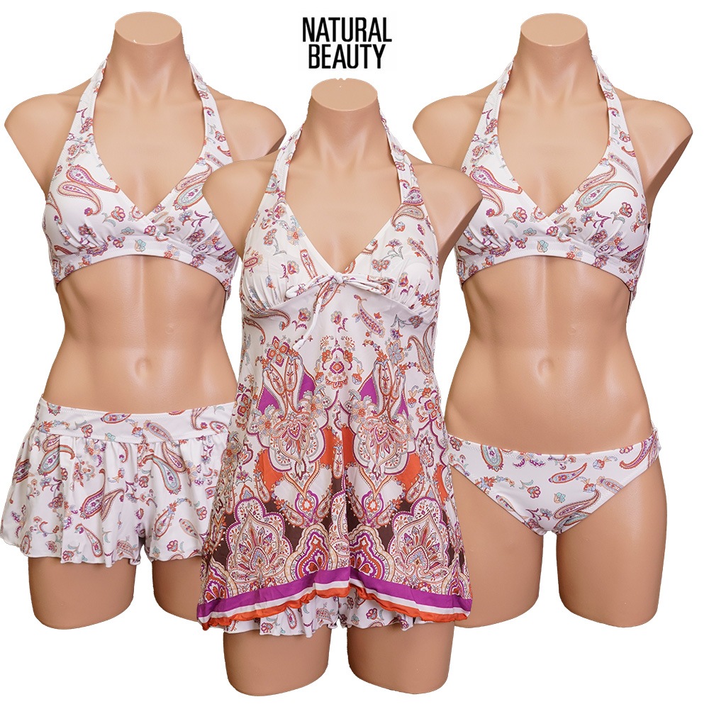 タイムセールナチュラルビューティー 水着 体型カバー タンキニ レディース ビキニ セット 体型カバー水着 30代 40代 50代 60代 タンキニ水着 ママ水着 セパレート 4点セット ショートパン