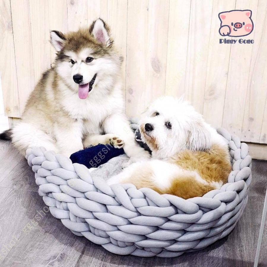 即納 ペット ベッド 猫 おしゃれ ねこ 編み ペット用ベッド 犬猫兼用 洗える ペットベッド ソファベッド 犬 ラウンド ドーナツ型 クッション 小型犬 猫用 犬ベッド