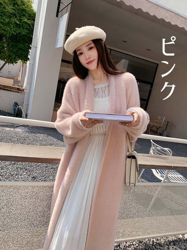 トップスニット暖かい ファー アウター もこもこアウター ポケット付き ジャケット ふわふわ かわいい オフホワイト 萌え萌え ロング丈 大きいサイズ 5,154円