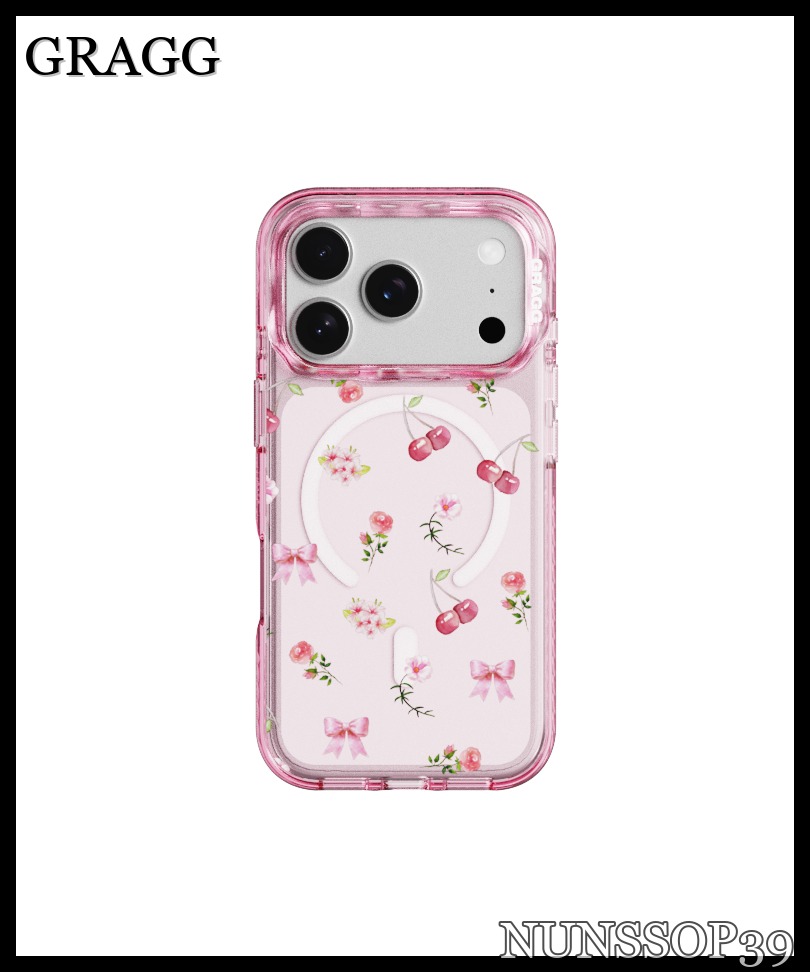 GRAGG MAGSAFE LAYERS FRAME CASE CLEAR PINK - SCATTER FLOWE