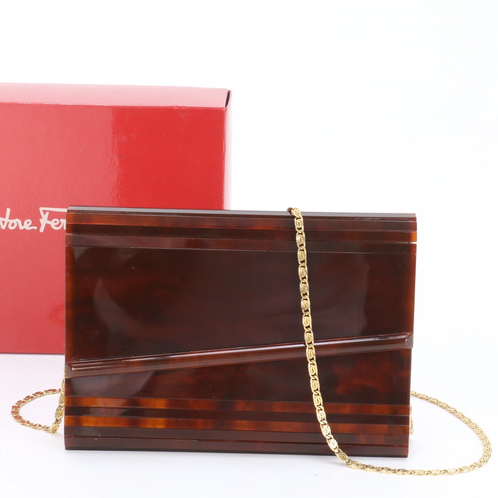 ヴィンテージ ゴールド チェーン ショルダーバッグ 斜め掛け ハンド トート レディース EEE BK24-10 中古