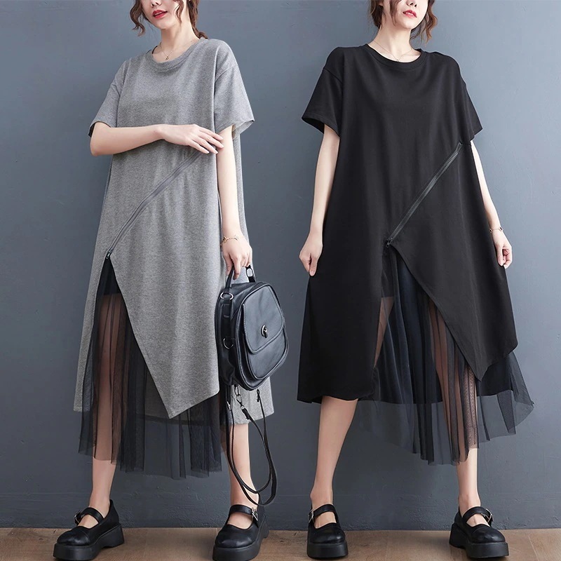 ワンピース人気新作夏服レディースtシャツワンピース韓国ファッション半袖大きいサイズゆったり可愛いクルーネックゆったり肉を隠す着痩せ効果Tシャツワンピ