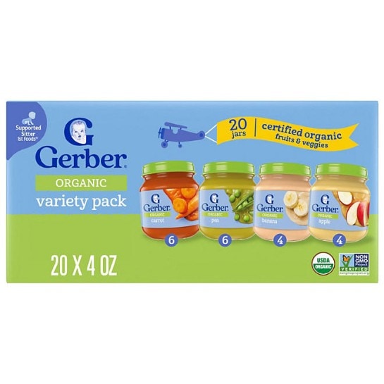 Gerber 1st Foods Organic Baby Food, Fruit & Veggie Value Pack 4 oz., 20 ct.