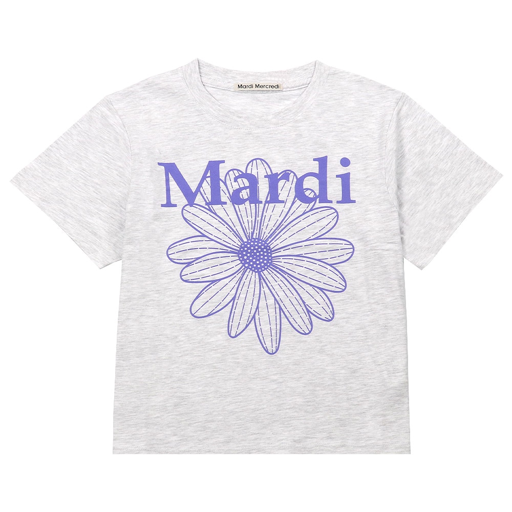 Tシャツ SLIM TSHIRT FLOWERMARDI HEATHER PURPLE 半袖 レディース 韓国 ファッション アパレル