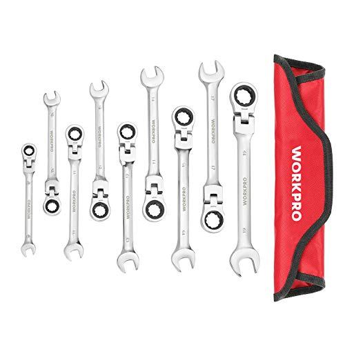 WORKPRO フレックスラチェットレンチ コンビネーションレンチ 首振り 8*19mm 72ギア