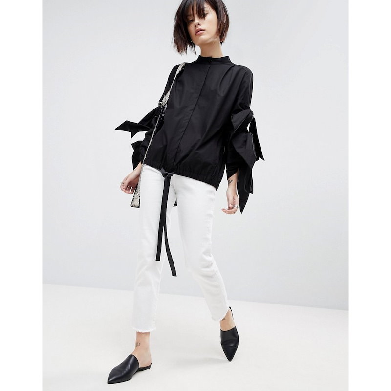 エイソス レディース トップス【ASOS WHITE Extreme Bow Sleeve Top】Black エイソス レディース トップス【ASOS WHITE Extreme Bow Sleeve Top】Black