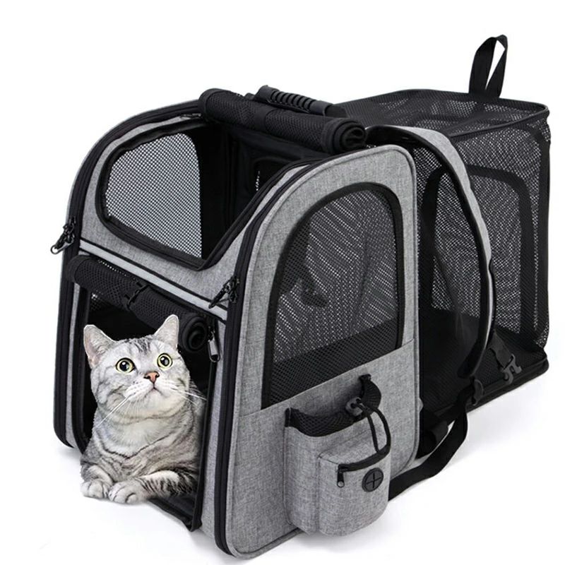 拡張可能な 犬 リュック 猫 猫キャリー バッグ ペットキャリーバッグ ペットバッグ ペットハウスリュック 折りたたみ可 小型犬 うさぎ 通気 お出かけ用 通院 緊急避難 敷き 旅行