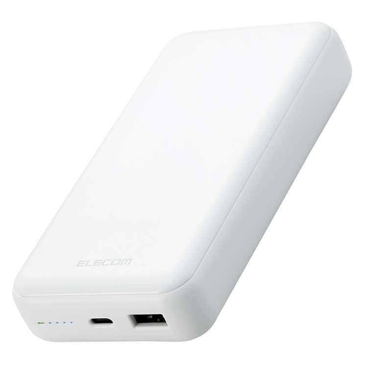 モバイルバッテリー 2口 ( USBA Type-C ) 20000mAh PD おまかせ充電 20W出力 ホワイト