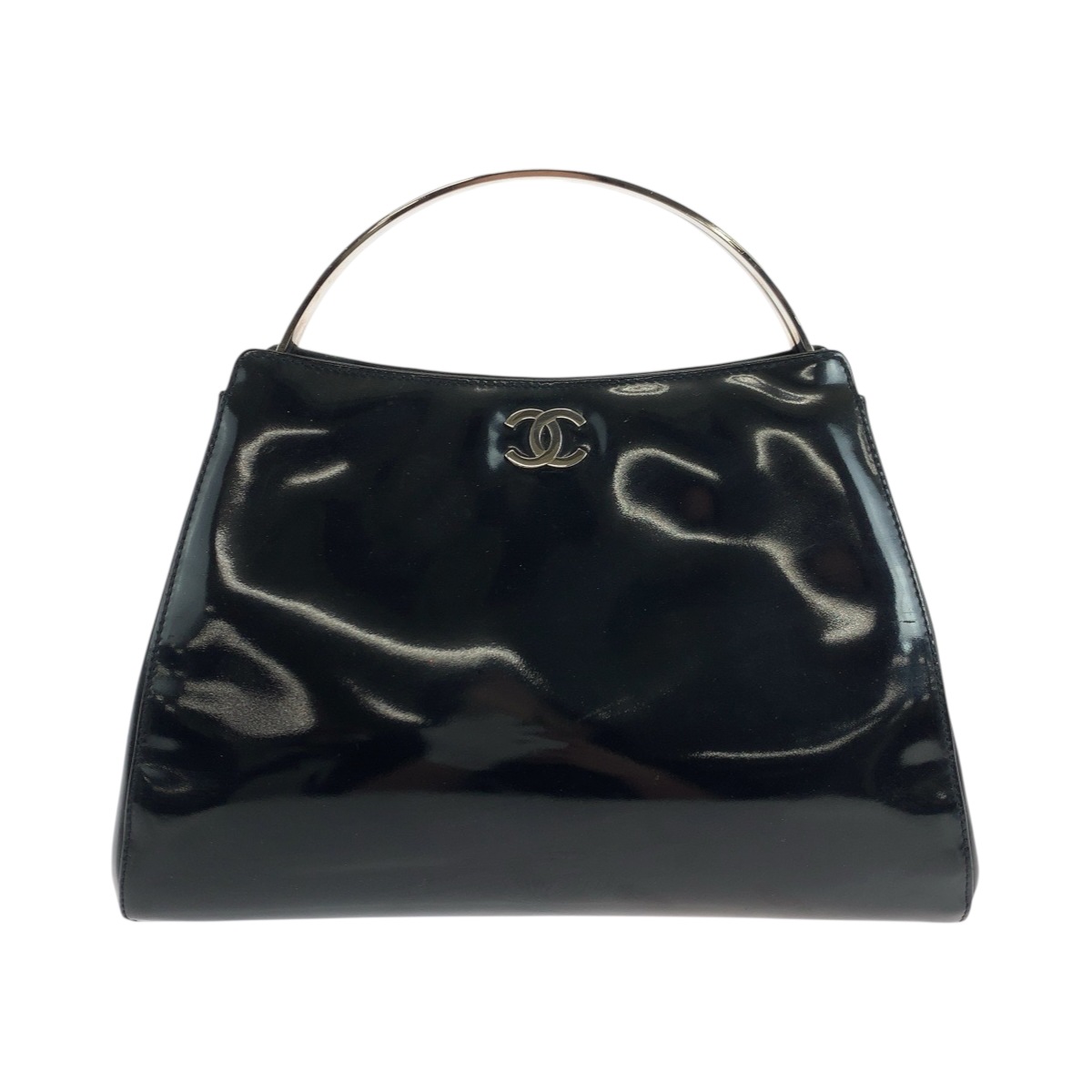 美品 ヴィンテージ ココマーク ブラック 黒 シルバー金具 エナメル ハンドバッグ バニティバッグ アクセサリーポーチ レディース 503867 119,500円