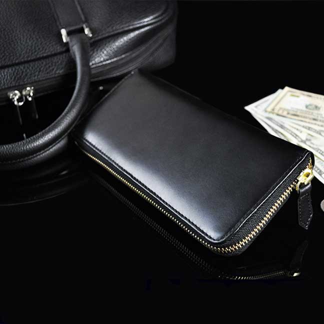 財布 メンズ 長財布 スリムラウンドウォレット スリムウォレット ラウンドファスナー ヌメ革 レザー 本革 お札入れ 小銭入れ カード入れ 高級 プレゼント 男性用 紳士用 ブラック