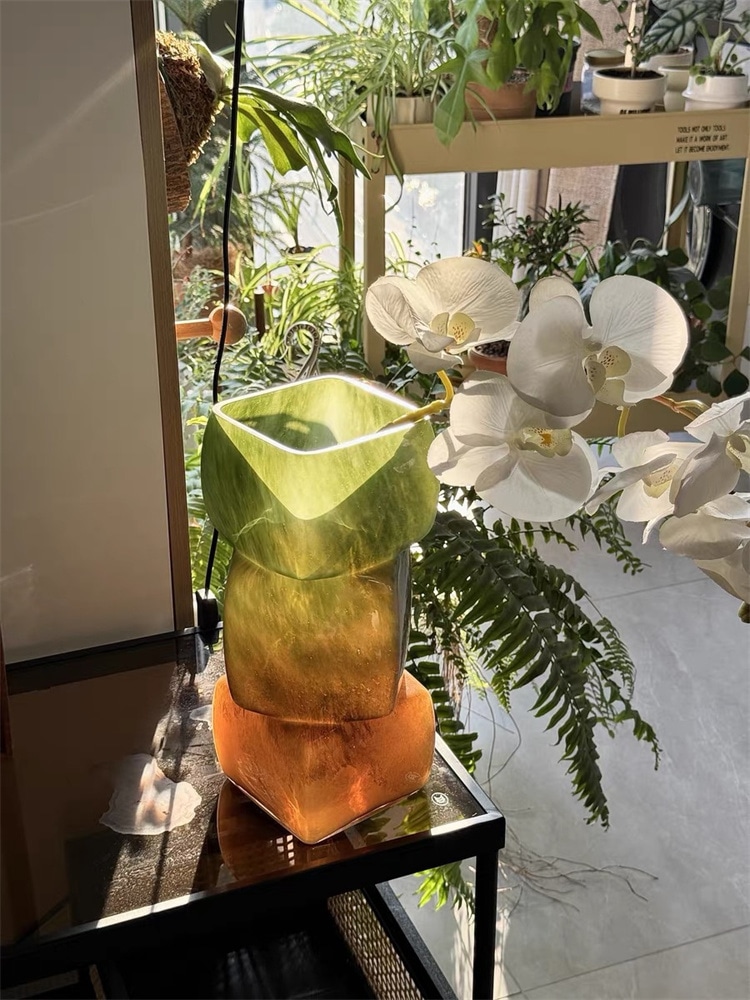 早い者勝ち ガラス花器振り子 ガラス花瓶 瑠璃 角口花瓶 水養花 中国の風 ユニークなデザイン