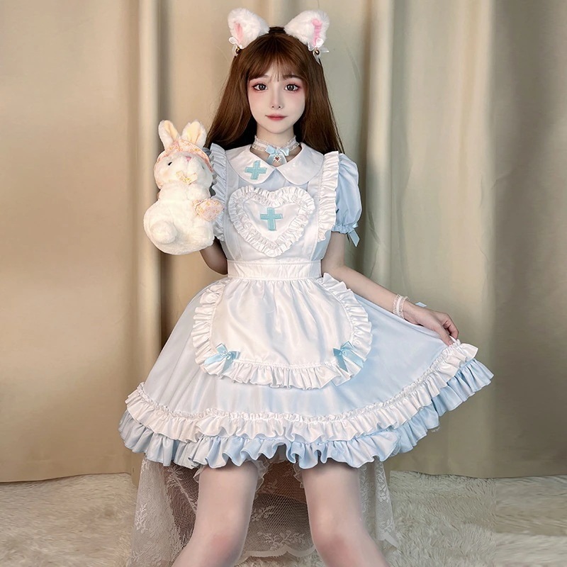 ハロウィン コスプレ メイド服 コス アニメ ロリータ メイド 制服 半袖 ドレス スーツ